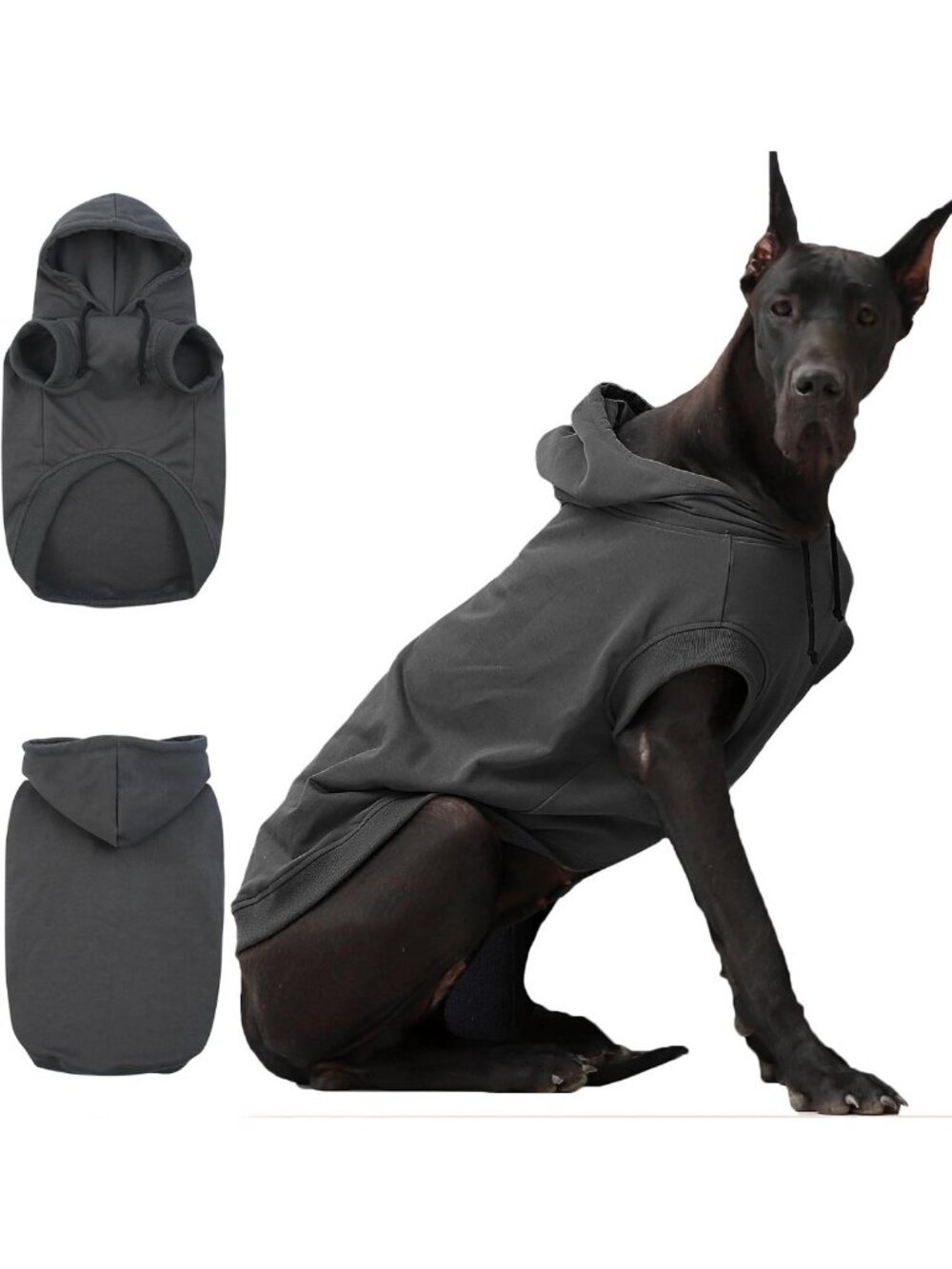 Cozy Dog Hoodie for Large Breeds, Fall Sweater for Big Dogs, Grey 4XL